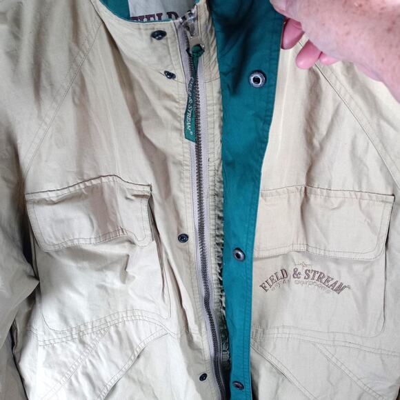 Field & Stream Barn Style Coat Men's Large Beige Canvas Zip & Snap Closure VTG - Picture 3 of 10